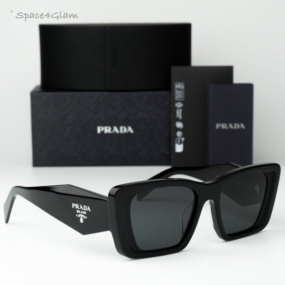 Prada Women Sunglasses Black Grey Cat Eye PR08YSF 1AB5S0 BRAND NEW - Picture 1 of 9